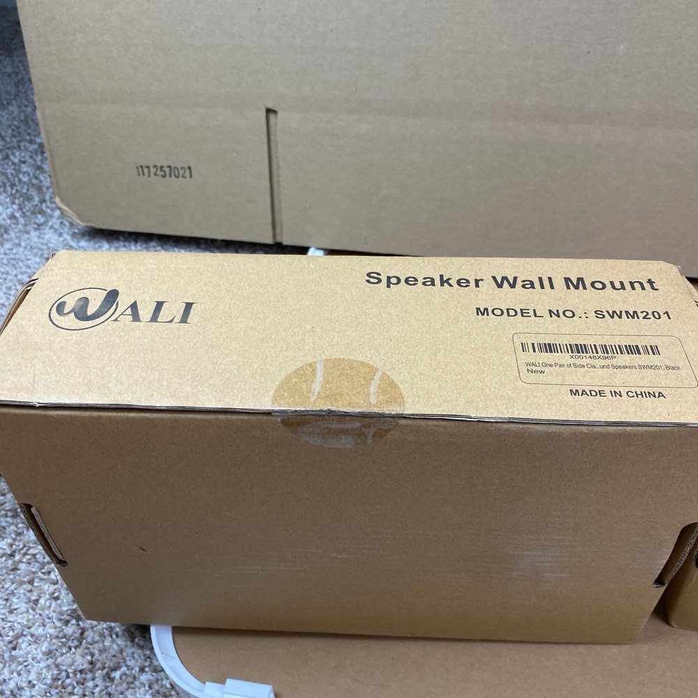 WALI Speaker Wall Mount SWM201 One‎ Pair Black Side Clamping Heavy Duty 55lbs